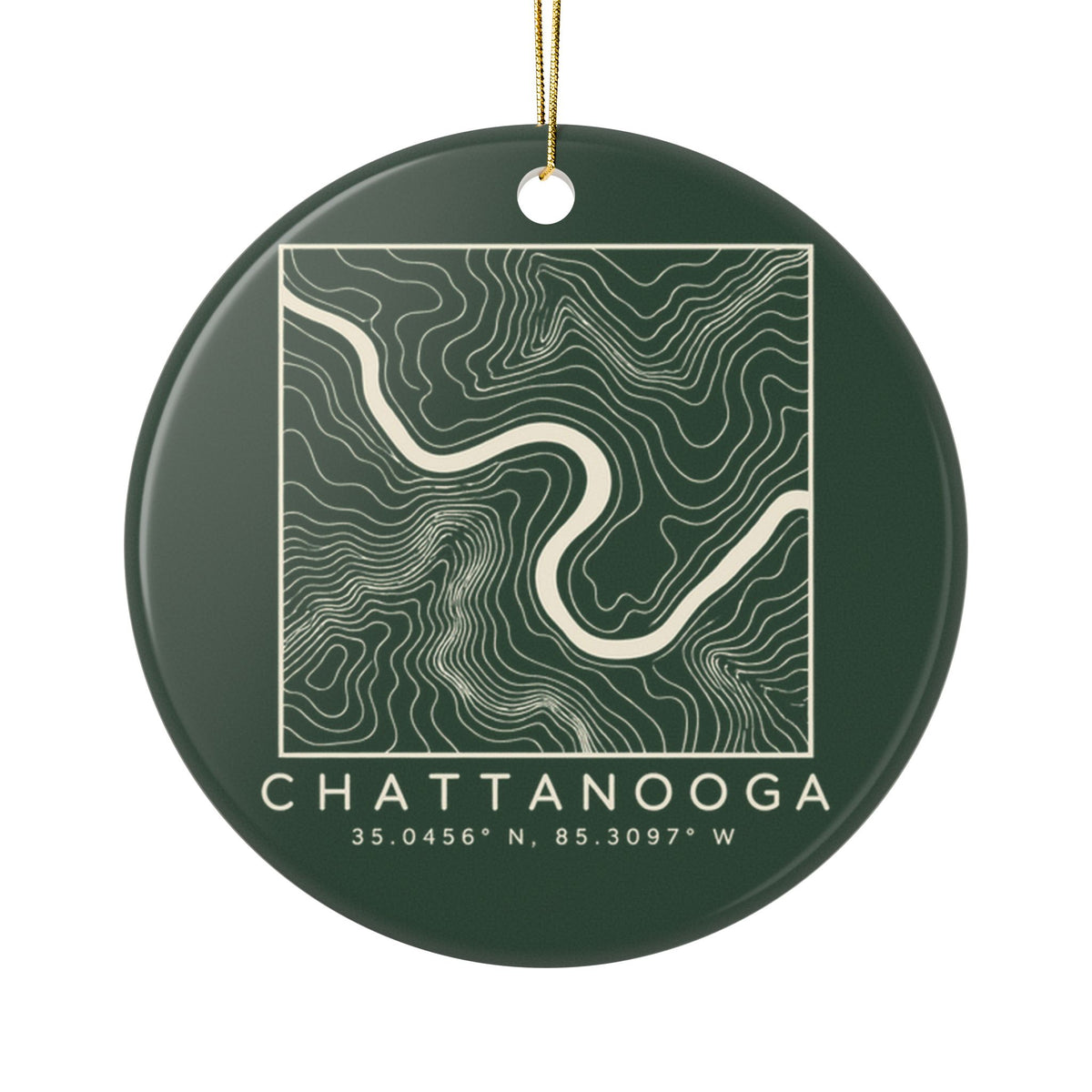 Chattanooga Topo Map Ornament (Forest Green)
